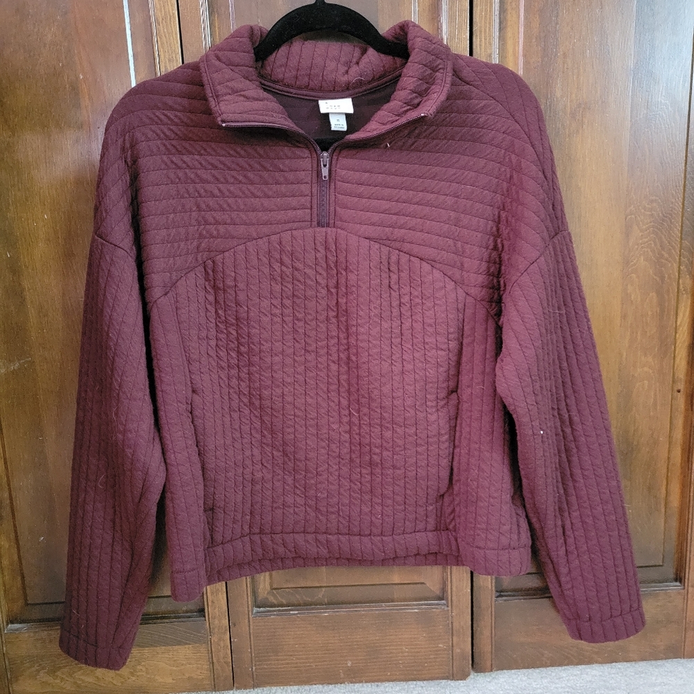A new day red quilted quarter zip small